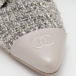 Chanel Multicolor Tweed And Leather CC Cap Toe Lace Up Derby Size 37.5
