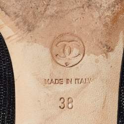 Pre Owned Chanel Black Suede CC Cap Toe Ballet Flats Size 38