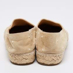 مملوكة مسبقًا  حذاء إسبادريل شانيل فلات سويدي بيج / أزرق غطاء مقدمة مقاس 39