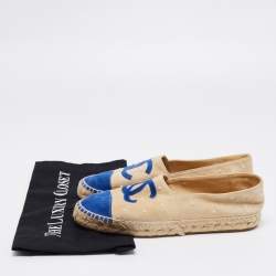 مملوكة مسبقًا  حذاء إسبادريل شانيل فلات سويدي بيج / أزرق غطاء مقدمة مقاس 39