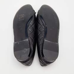 مملوكة مسبقًا حذاء باليرينا فلات شانيل جلد مبطن أسود سي سي بفيونكة مقاس 39