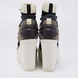 Chanel Multicolor Suede And Patent Wedge Ankle Boots Size 38.5
