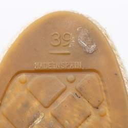 Pre Owned Chanel Mustard Leather CC Espadrille Flats Size 39