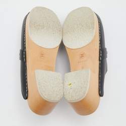 Chanel Black Leather Wooden Clogs Size 39