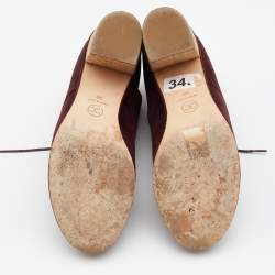 Chanel Burgundy Suede Cap Toe Lace Up Booties Size 38