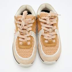 Pre Owned حذاء رياضي شانيل سويدي وتويد متعدد الألوان عنق منخفض شعار سي سي مقاس 38