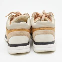 Pre Owned حذاء رياضي شانيل سويدي وتويد متعدد الألوان عنق منخفض شعار سي سي مقاس 38