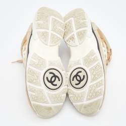 Pre Owned حذاء رياضي شانيل سويدي وتويد متعدد الألوان عنق منخفض شعار سي سي مقاس 38