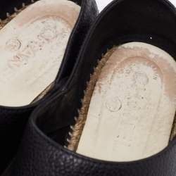 Pre Owned Chanel Black Leather CC Cap Toe Slip On Espadrille Flats Size 40