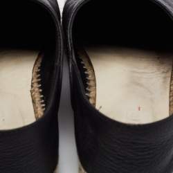 Pre Owned Chanel Black Leather CC Cap Toe Slip On Espadrille Flats Size 40