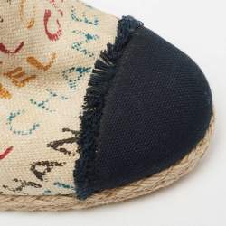 Pre Owned Chanel Beige/Navy Blue Graffiti Canvas Espadrille Pumps Size 40
