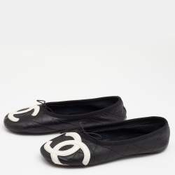 مملوكة مسبقًا Chanel Black Quilted Leather CC Flats Size 36