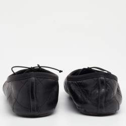 مملوكة مسبقًا Chanel Black Quilted Leather CC Flats Size 36
