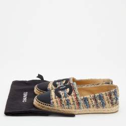 Pre Owned حذاء إسبادريل شانيل تويد وجروسجرين متعدد الألوان غطاء مقدمة شعار سي سي مقاس 41