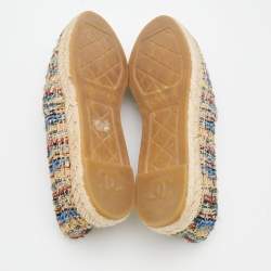 Pre Owned حذاء إسبادريل شانيل تويد وجروسجرين متعدد الألوان غطاء مقدمة شعار سي سي مقاس 41