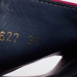 Pre Owned Chanel Burgundy Satin CC Logo Chain Detail Tropiconic Slides Size 39