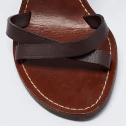 Chanel Dark Brown Leather Ankle-Wrap Sandals Size 38