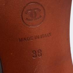Chanel Dark Brown Leather Ankle-Wrap Sandals Size 38