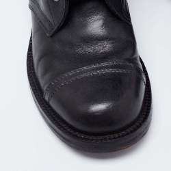 Chanel Black Leather and Knit Fabric CC Combat Boots Size 36.5