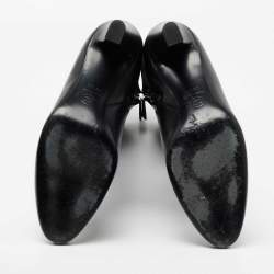 Pre Owned Chanel Black Leather CC Knee High Slip On Boots Size 39.5