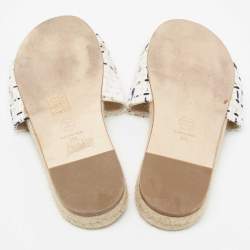 مملوكة مسبقًا حذاء فلات شانيل إسبادريل سلايد سي سي تويد أبيض/أسود مقاس 38