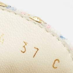 Pre Owned Chanel Multicolor Tweed And Leather CC Cap Toe Espadrille Low Top Sneakers Size 37