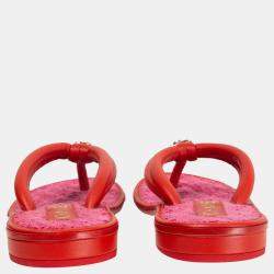 Chanel Red CC Thong Sandals Size EU 38.5