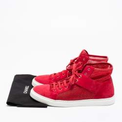 Pre Owned حذاء رياضي شانيل شبك وسويدي أحمر بعنق طويل مقاس 41