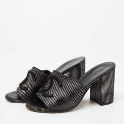 مملوكة مسبقًا صندل شانيل جلد أسود سي سي مقاس 38