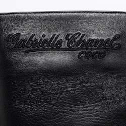 Chanel Black Leather CC Cap Toe Knee High Boots Size 38