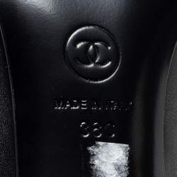 Chanel Black Leather CC Cap Toe Knee High Boots Size 38