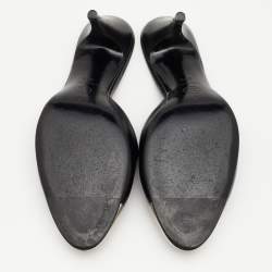 Chanel Black Leather CC Metal Cap Toe Mule Sandals Size 38.5