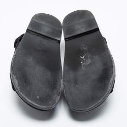 مملوكة مسبقًا Chanel Black Quilted Fabric CC Velcro Dad Flat Sandals Size 40.5