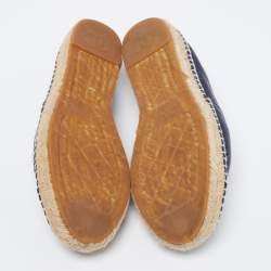 مملوكة مسبقًا Chanel Navy Blue Leather CC Cap Toe Espadrilles Flats Size 38