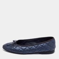 CHANEL, Shoes, Chanel Lamb Skin Leather Loafers With Chanel Embroidered  Logo In Navy Blue Sz 37