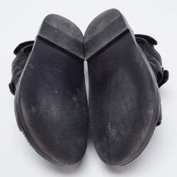 Pre Owned Chanel Black Quilted Leather CC Velcro Dad Sandals Size 40.5