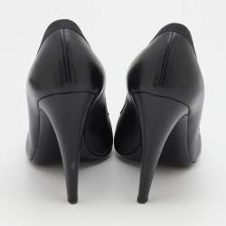 Pre Owned Chanel Black/White Leather Camellia CC Pumps Size 38