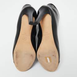 Chanel Black Patent And Leather Cap Toe Ankle Length Boots Size 39
