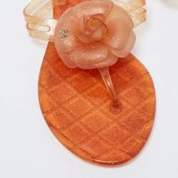 Pre Owned حذاء فلات بإصبع شانيل كاميليا جيلي برتقالي مقاس 41