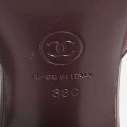 Chanel Burgundy Leather CC Slide Sandals Size 38