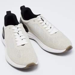 مملوكة مسبقًا حذاء رياضي شانيل قماش وشبك أسود / أبيض عنق منخفض مقاس 37.5