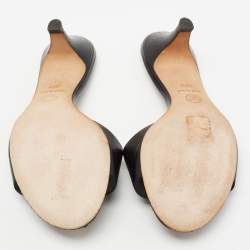 Pre Owned صندل شانيل سلايد جلد أسود مزين بشعار ماركة سي سي مقاس 37.5