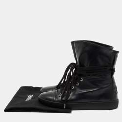 Chanel Black Leather CC Ankle Boots Size 41 