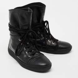 Chanel Black Leather CC Ankle Boots Size 41 