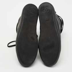 Chanel Black Leather CC Ankle Boots Size 41 
