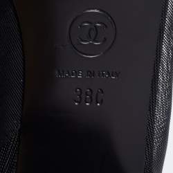Chanel Black Mesh and Fabric Camellia Ankle Boots Size 38