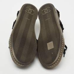 Pre Owned Chanel Metallic Suede Camellia Low-Top Sneakers Size 37.5