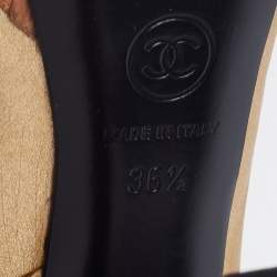 Chanel Gold Quilted Leather Cap Toe Platform Block Heel Pumps Size 36.5