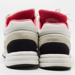 Pre Owned Chanel Tri-Color Leather, Suede and Fabric CC Low-Top Sneakers Size 38.5