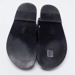 Chanel Black Leather Dad Slingback Sandals Size 37